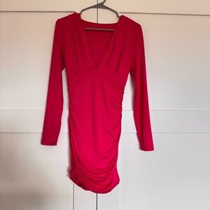 Elegant Red Long Sleeve Dress